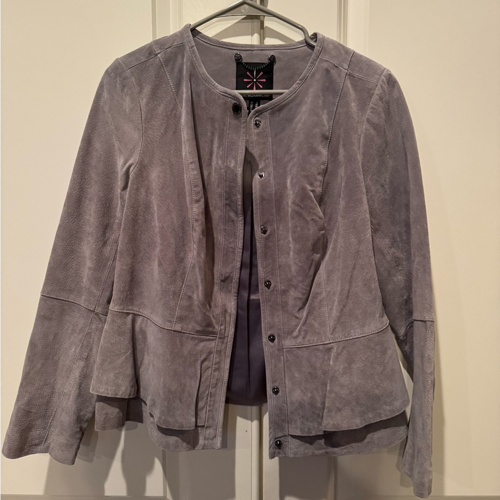 NWOT Isaac Mizrahi Live Suede Ruffle Jacket Sz 6